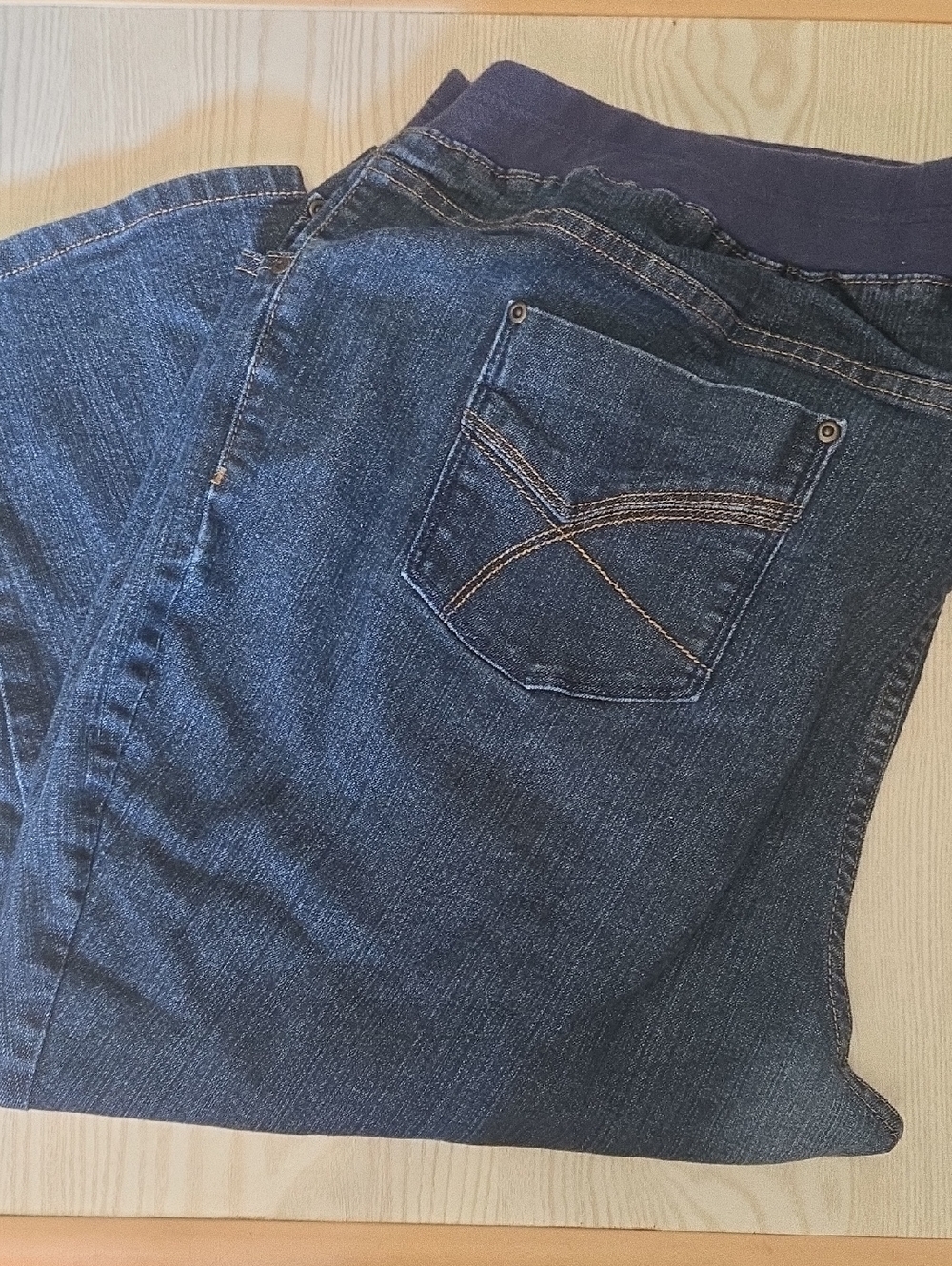 duo Maternity Dark Indigo Pull-On Cropped Jeans